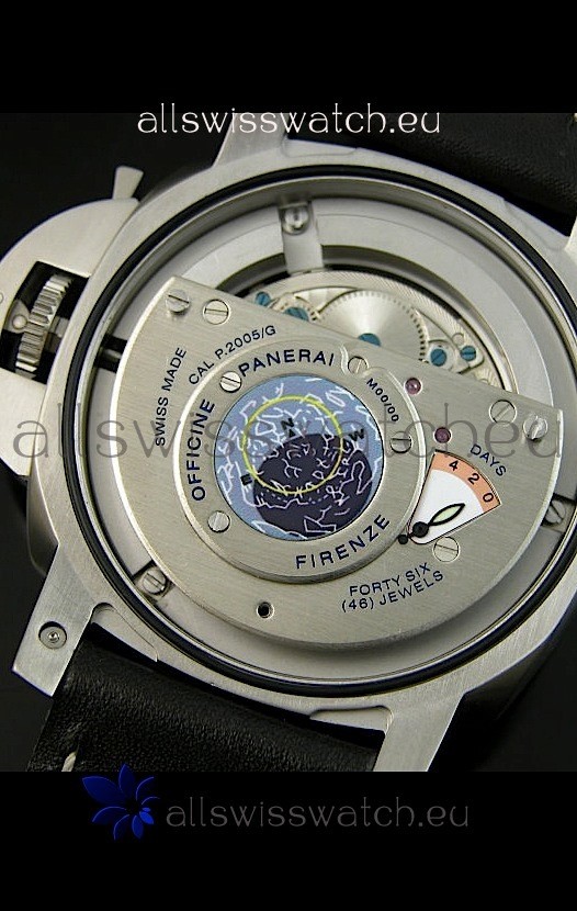 IMG_9081 Panerai PAM365 L’Astronomo Luminor 1950 GMT Equation of Time Black Dial Steel Replica 8