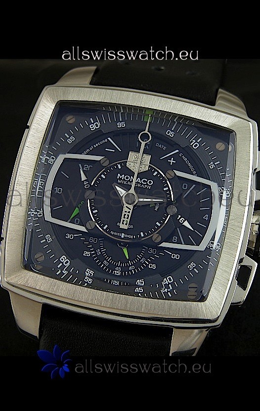 IMG_9081 Tag Heuer Monaco Mikrograph in Black/Green Strap Replica 8