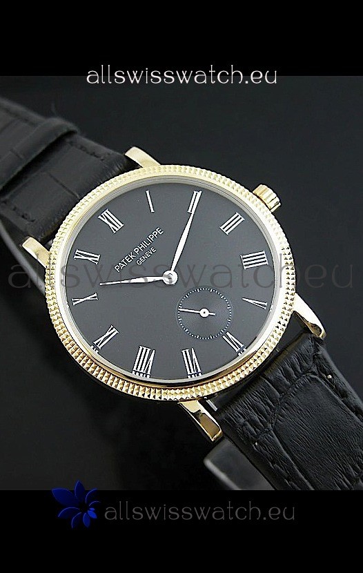 IMG_9081 Patek Philippe Calatrava Manual Hand Wind in Black Dial Replica 8