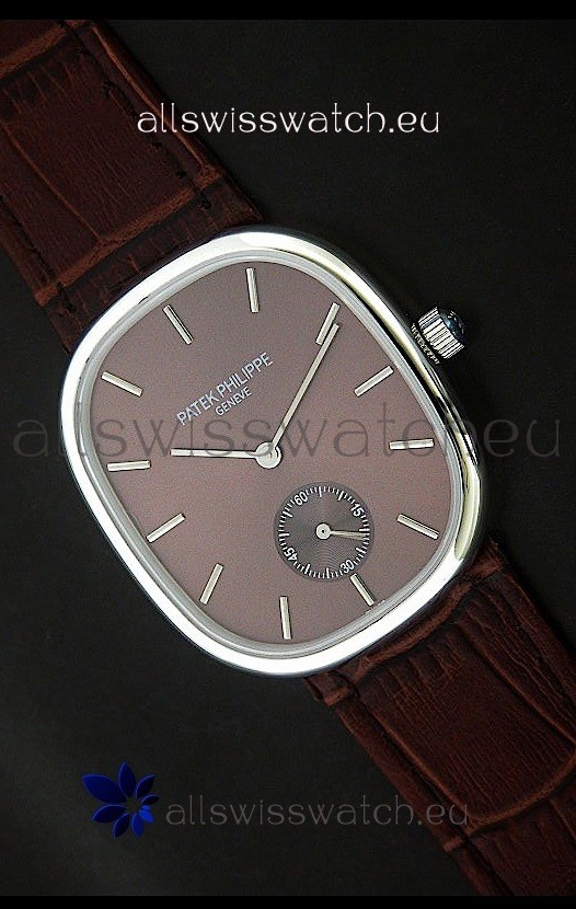 IMG_9081 Patek Philippe Mens Golden Elipse in Brown Dial Replica 8