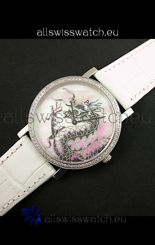 IMG_9081 Piaget Mecanique Dragon in White Leather Strap Replica 8