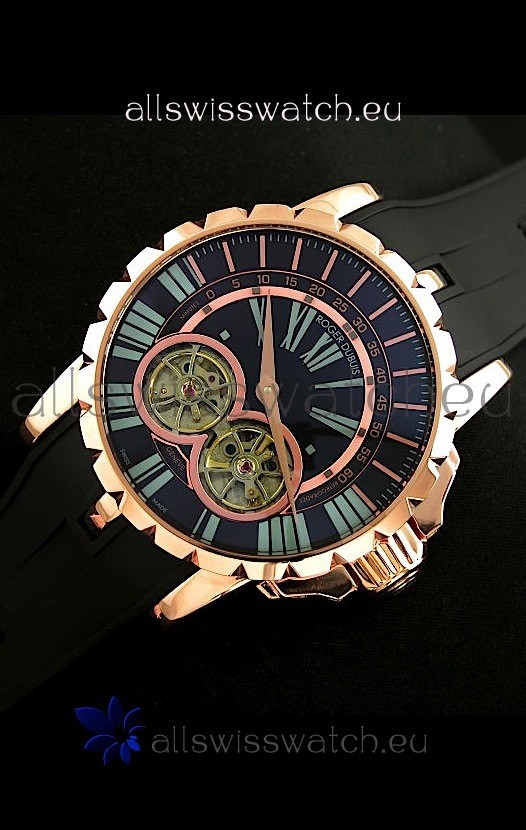 IMG_9081 Roger Dubuis Chronoexcel Automatic Rose Gold in Blue Dial Replica 8