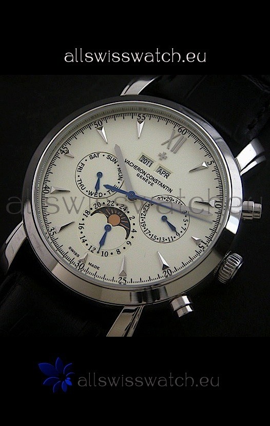 IMG_9081 Vacheron Constantin Perpetual Calendar in White Dial Replica 8