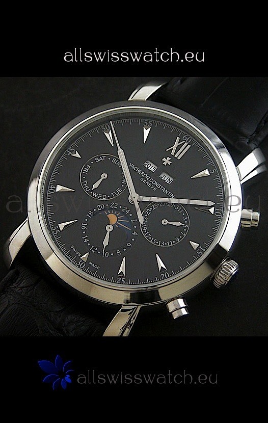 IMG_9081 Vacheron Constantin Perpetual Calendar in Black Dial Replica 8