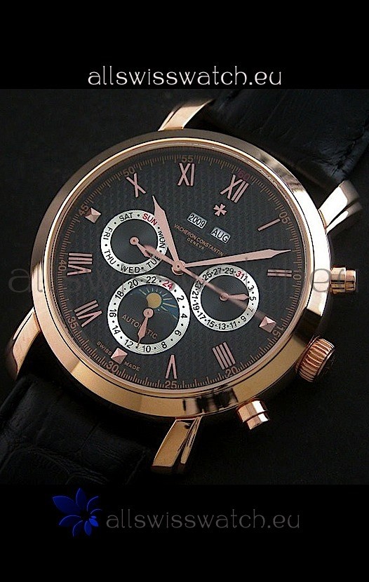 IMG_9081 Vacheron Constantin Perpetual Calendar in Black Dial Replica 8