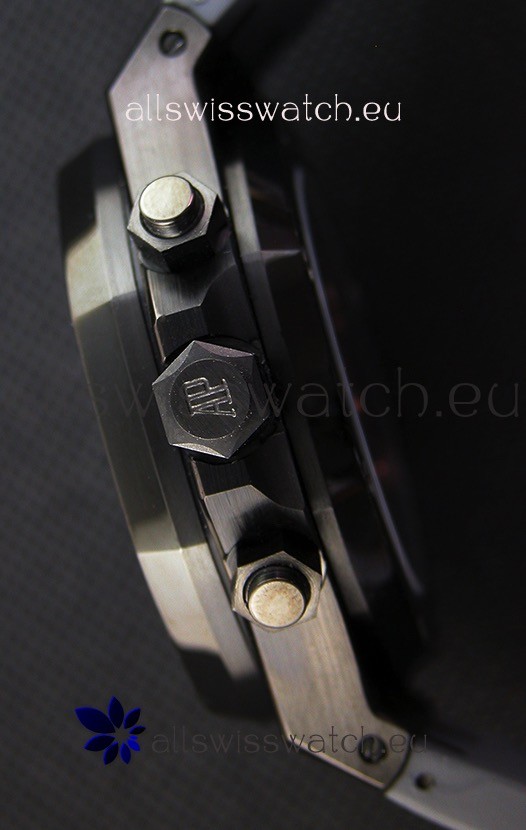 IMG_9081 Audemars Piguet Royal Oak Chronograph Slate Grey Dial Rubber Strap PVD Case Replica 8