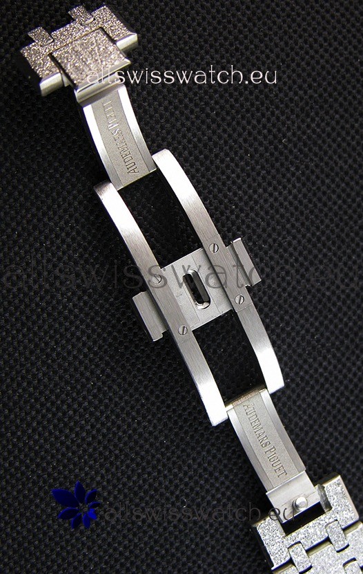 IMG_9081 Audemars Piguet Royal Oak Frosted Self-Winding White Gold Black Dial 1:1 Mirror Replica 8