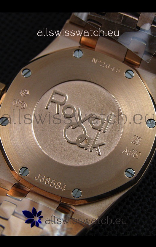 IMG_9081 Audemars Piguet Royal Oak Frosted Rose Gold QUARTZ White Dial 33MM - 1:1 Mirror Replica 8