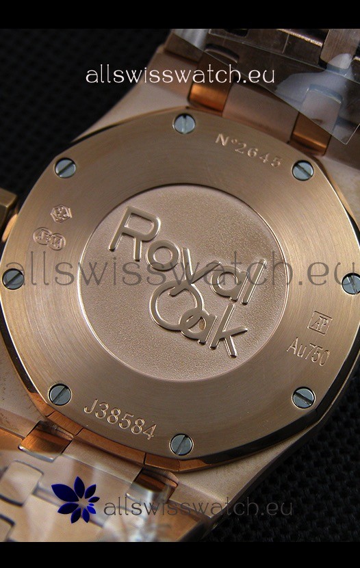 IMG_9081 Audemars Piguet Royal Oak Frosted Rose Gold QUARTZ Black Dial 33MM - 1:1 Mirror Replica 8
