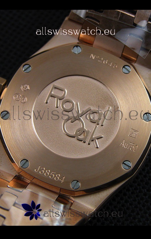IMG_9081 Audemars Piguet Royal Oak Frosted Rose Gold QUARTZ Navy Blue 33MM - 1:1 Mirror Replica 8