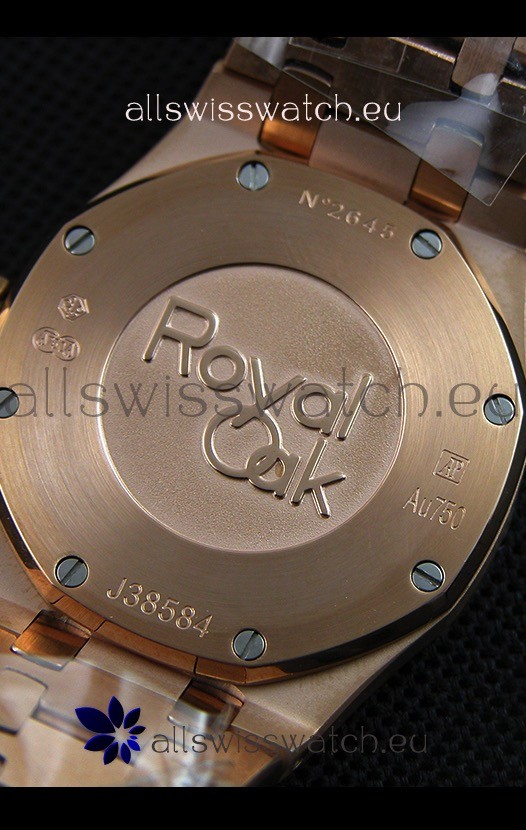IMG_9081 Audemars Piguet Royal Oak Frosted Rose Gold QUARTZ Champange Dial 33MM - 1:1 Mirror Replica 8
