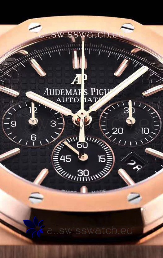 IMG_9081 Audemars Piguet Royal Oak Chronograph Pink Gold Case Black Dial - 1:1 Mirror Replica 8