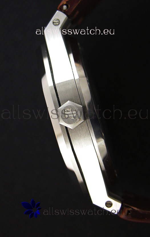 IMG_9081 Audemars Piguet Royal Oak 41MM Silver Dial Leather Strap - 1:1 Mirror Ultimate Edition Replica 8