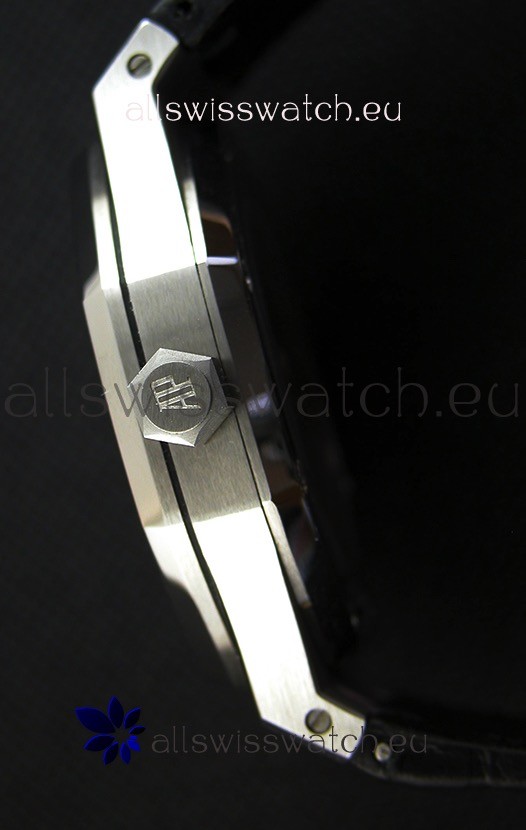 IMG_9081 Audemars Piguet Royal Oak 41MM Black Dial Leather Strap - 1:1 Mirror Ultimate Edition Replica 8