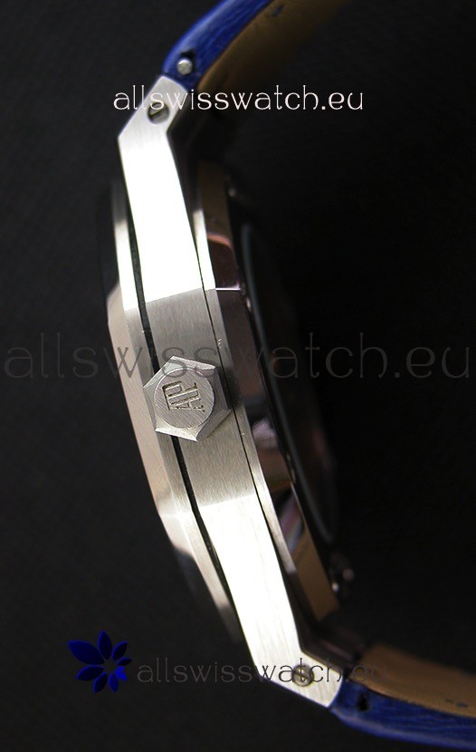 IMG_9081 Audemars Piguet Royal Oak 41MM Blue Dial Leather Strap - 1:1 Mirror Ultimate Edition Replica 8