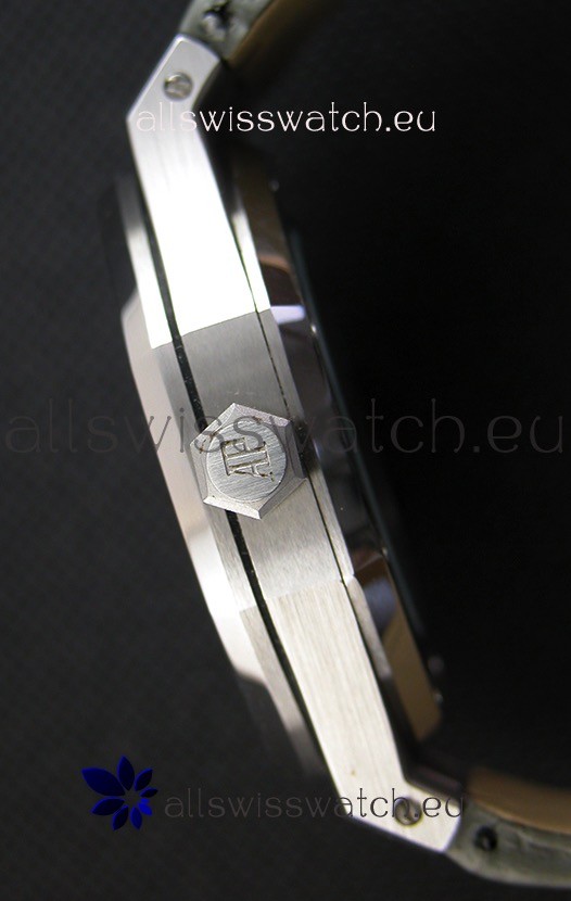 IMG_9081 Audemars Piguet Royal Oak 41MM Grey Dial Leather Strap - 1:1 Mirror Ultimate Edition Replica 8