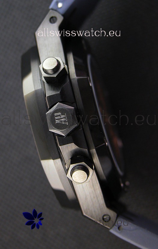 IMG_9081 Audemars Piguet Royal Oak Chronograph Silver Toned Dial Blue Subdials Replica 8