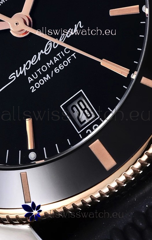 IMG_9081 Breitling SuperOcean Heritage II 44MM Black Dial Two Tone 904L Rubber Strap 1:1 Mirror Replica 8