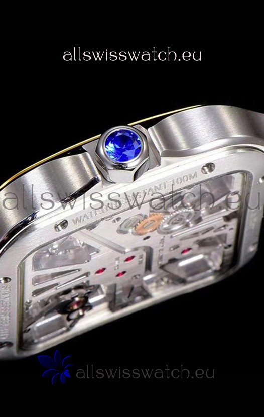 IMG_9081 Cartier Santos DUMONT Skeleton in Two Tone Bezel Replica 8
