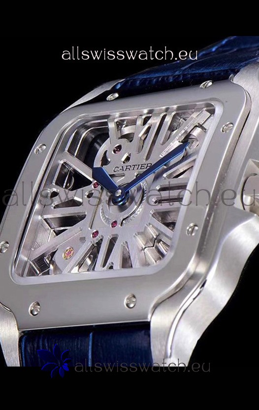 Cartier Santos DUMONT Skeleton in Stainless Steel Replica 8
