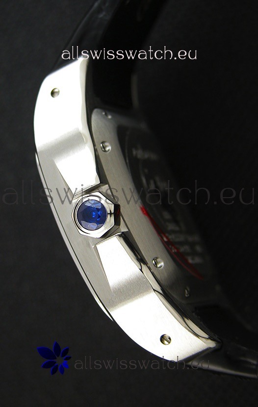 IMG_9081 Cartier Santos De Cartier 1:1 Mirror Black Strap 33MM Ladies Replica 8