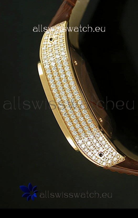 IMG_9081 Cartier Santos 100 1:1 Mirror Rose Gold Diamonds 42MM Replica 8