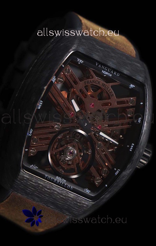 IMG_9081 Franck Muller Vanguard Skeleton Tourbillon Black Carbon Replica 8