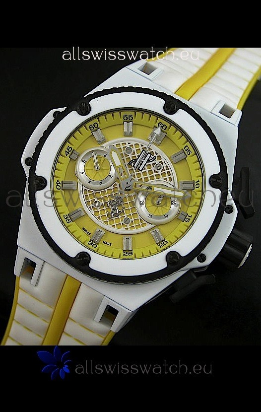 IMG_9081 Hublot King Power Ferrari Edition- White/Yellow Strap Replica 8