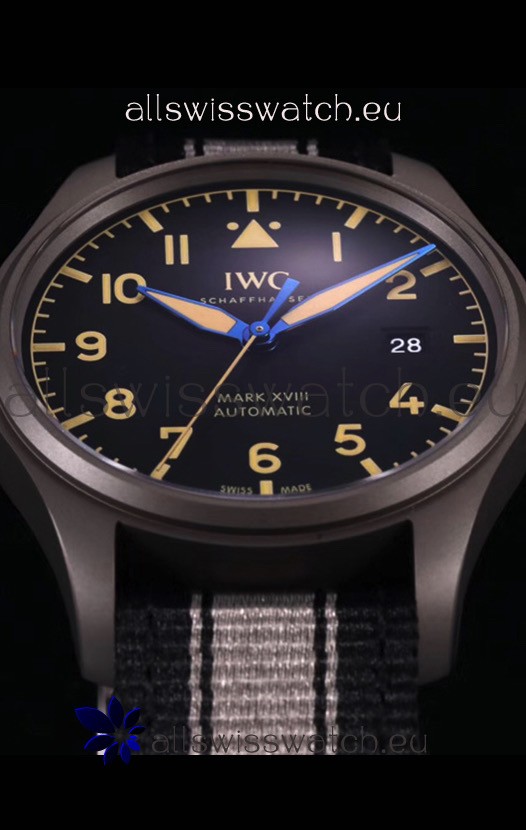 IMG_9081 IWC Pilot's MARK XVIII Heritage 1:1 904L Steel Casing Black Matte Finishing Replica 8