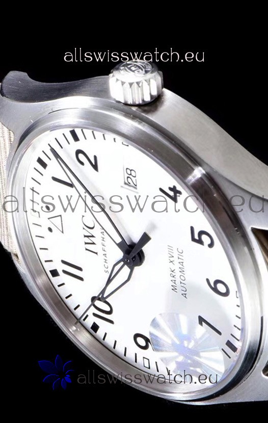 IWC Pilot's MARK XVIII Aviator 1:1 in 904L Steel Case - Beige Nylon Strap Replica 8
