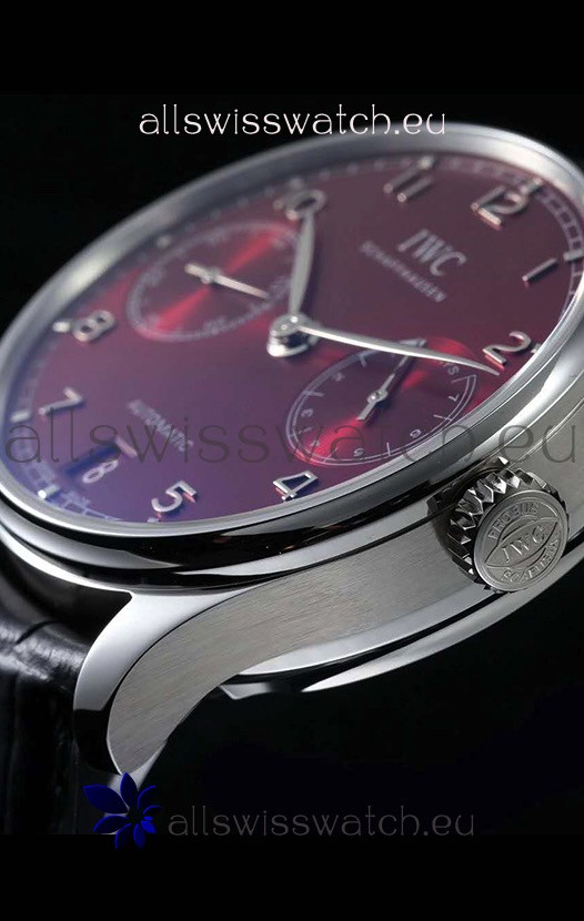 IMG_9081 IWC Portugieser IW500714 1:1 Mirror 904L Steel Burgundy Dial Replica 8
