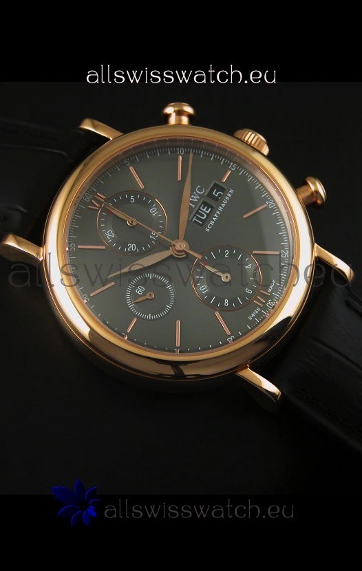 IWC Portofino Chronograph in Rose Gold Case Grey Dial Replica 8