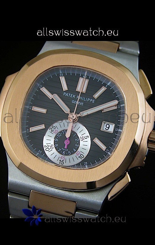 IMG_9081 Patek Philippe Nautilus 5980 Chronograph Two Tone - 1:1 Mirror Replica 8