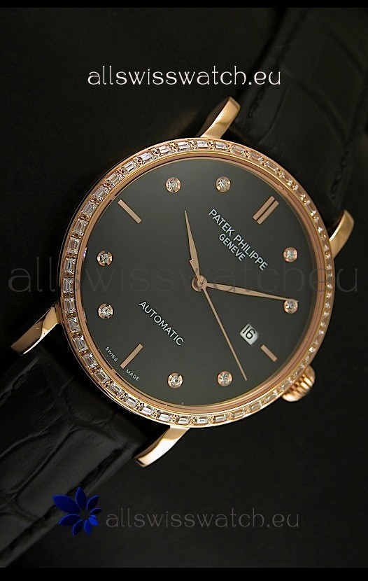IMG_9081 Patek Philippe Calatrava 5298in Pink Gold Casing - Diamonds Hours Replica 8