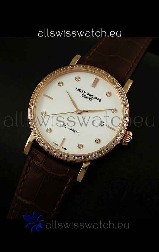 IMG_9081 Patek Philippe Calatrava 5298in Pink Gold Casing - Diamonds Hours Replica 8