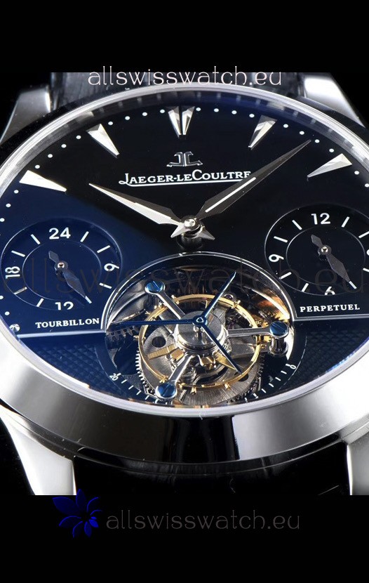 IMG_9081 Jaeger LeCoultre Perpetual Tourbillon 904L Steel Case Black Dial Replica 8