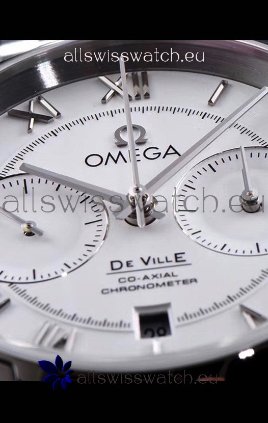 IMG_9081 Omega De Ville Chronograph 1:1 Mirror in White Dial 42MM Replica 8