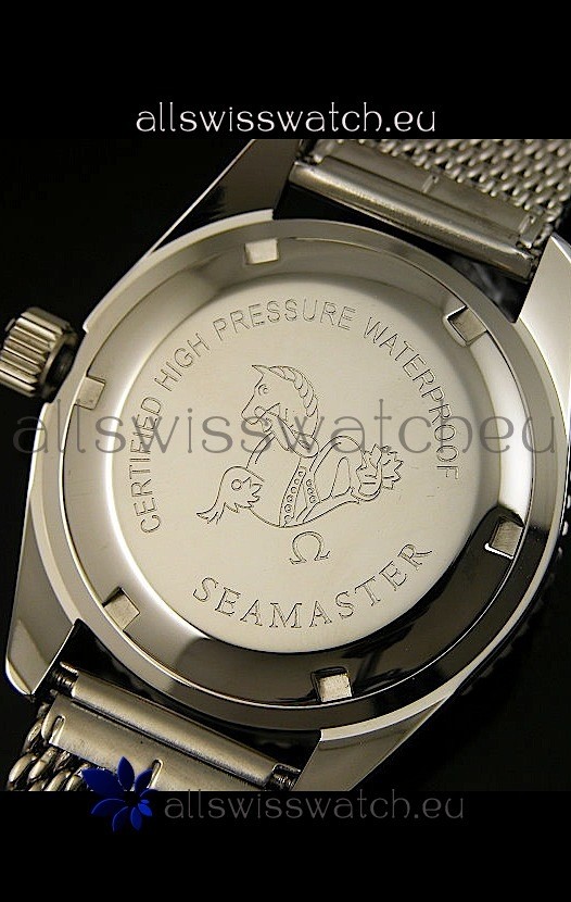 IMG_9081 Omega Seamaster 300 Black Dial with Mesh Strap Replica 8