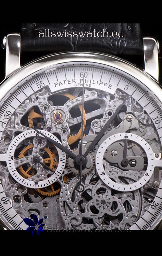 IMG_9081 Patek Philippe Complications Skeleton Chronograph in 904L Steel Case Replica 8