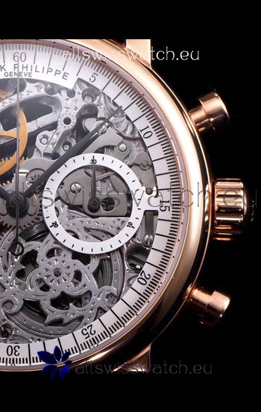 IMG_9081 Patek Philippe Complications Skeleton Chronograph in Rose Gold Replica 8