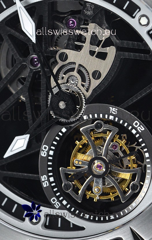 IMG_9081 Roger Dubuis Excalibur Spider Flying Tourbillon Skeleton Titanium Casing 1:1 Mirror Replica 8
