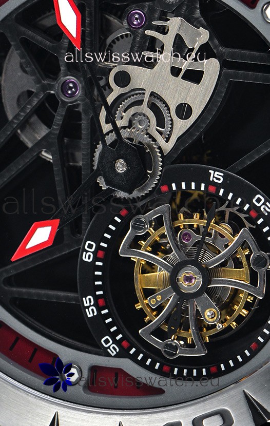 IMG_9081 Roger Dubuis Excalibur Spider Flying Tourbillon Skeleton Titanium Casing 1:1 Mirror Replica 8