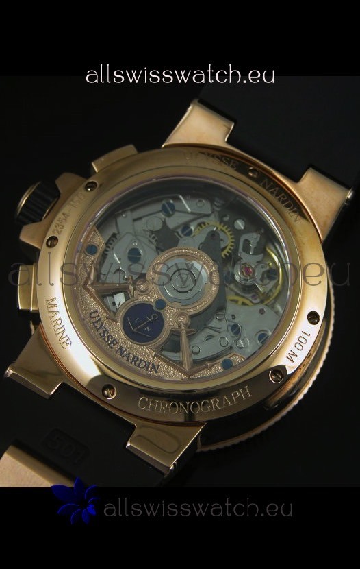 IMG_9081 Ulysse Nardin Marine Chronograph Rose Gold Black Arabic Black Dial - 1:1 Mirror Replica 8