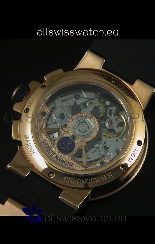 IMG_9081 Ulysse Nardin Marine Chronograph Rose Gold Black Roman Black Dial - 1:1 Mirror Replica 8