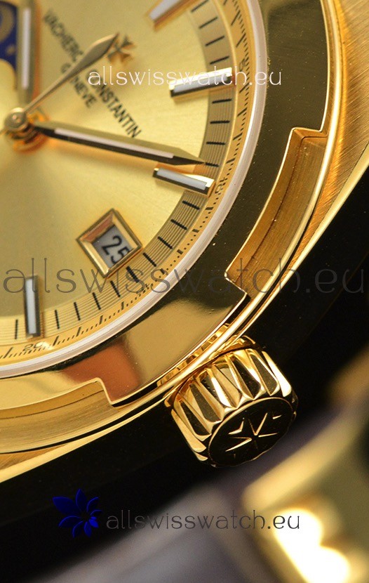 IMG_9081 Vacheron Constantin Overseas MoonPhase Yellow Gold in Brown Strap Replica 8
