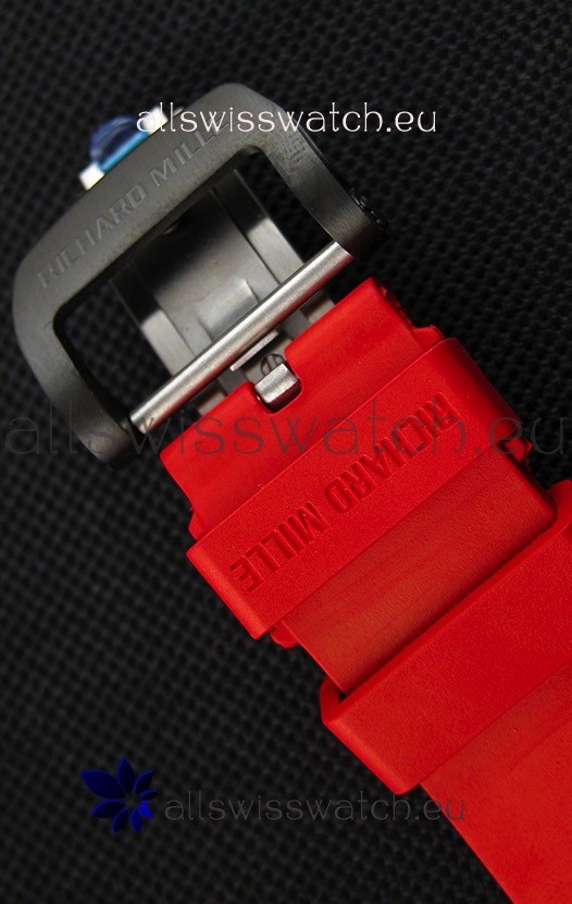 IMG_9081 Richard Mille RM35-2 Rafael Nadal Forged Carbon Case with Red Strap Replica 8