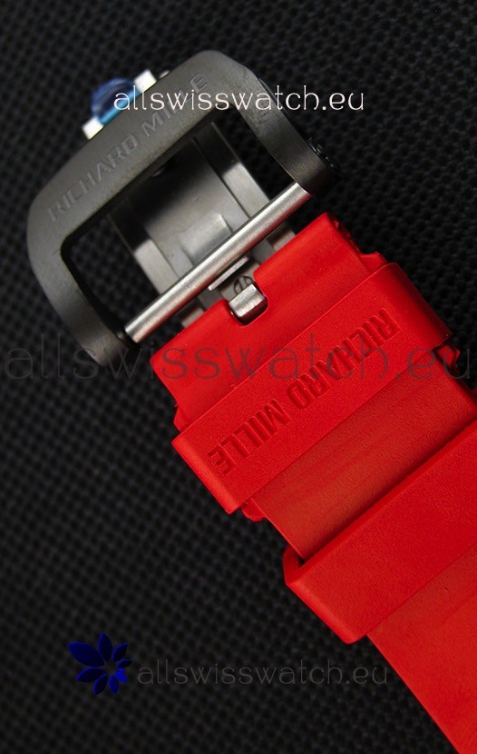 IMG_9081 Richard Mille RM35-02 One Piece Red Forged Carbon Case in Red Strap Replica 8