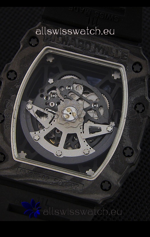 IMG_9081 Richard Mille RM35-2 Rafael Nadal Forged Carbon Case with Black Rubber Strap Replica 8