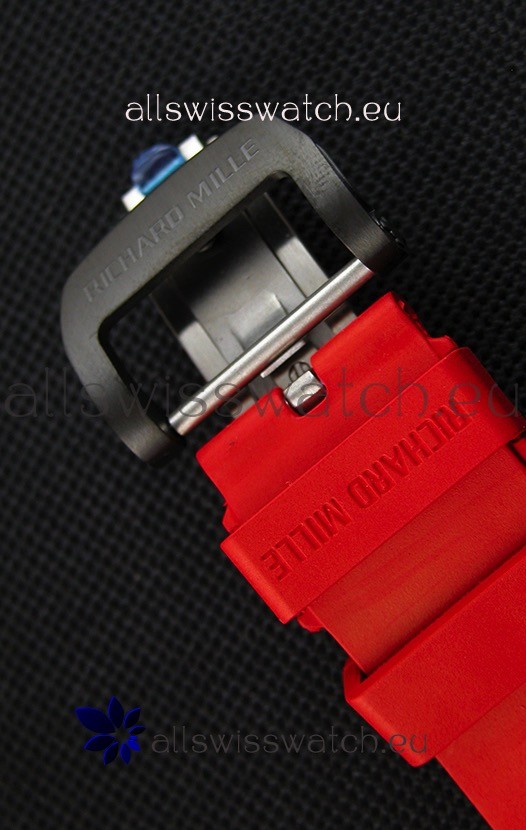 IMG_9081 Richard Mille RM35-2 Rafael Nadal Forged Carbon Case with Red Rubber Strap Replica 8