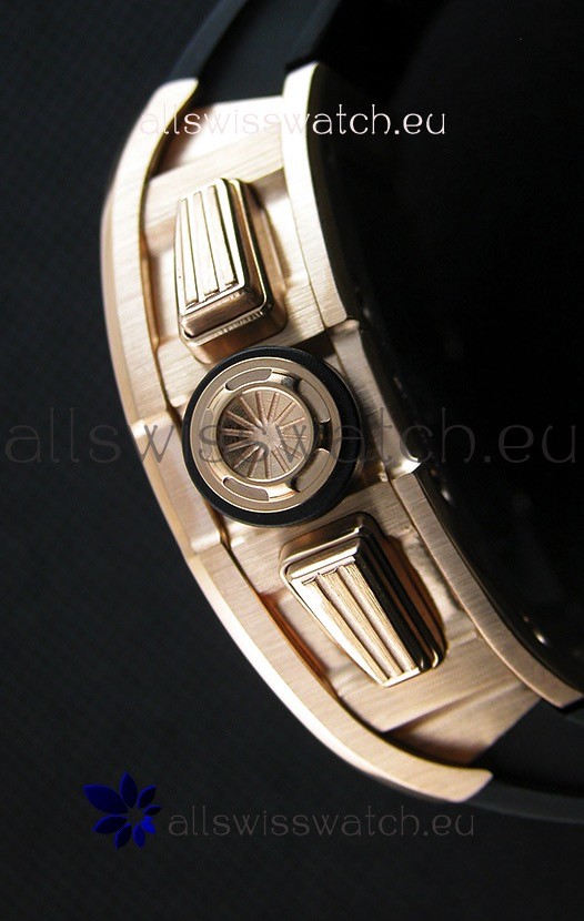 IMG_9081 Richard Mille RM011-FM Felipe Massa Pink Gold Plated Titanium Case in Black Strap Replica 8
